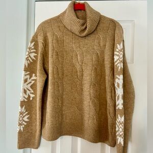 NWT CeCe Turtleneck Snowflake Rhinestone long sleeve sweater